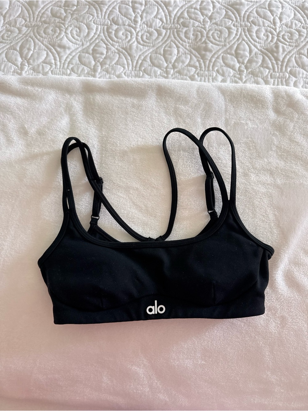 ALO Yoga Black Strappy Sports Bra